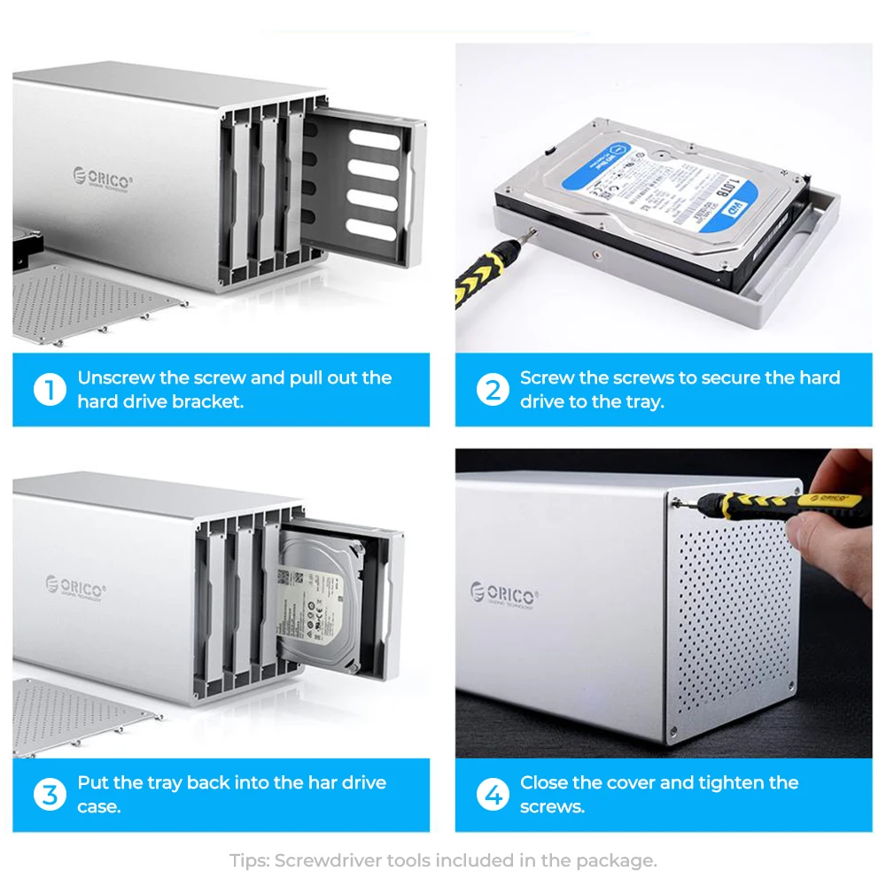 ORICO WS Series 3.5'' 80TB Max Aluminum HDD Docking Station 4/5 Bay Type B/ Type C Hard Drive Enclosure