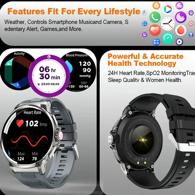 V69 Bluetooth Call Smart Watch 1.85 Inch Large Screen Men Sports Fitness Tracker Heart Rate Health Monitor 710mAh Smartwatch 6