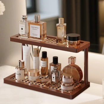 Organizer da appoggio per bagno e cucina a 2 strati, scaffale per cosmetici/profumi a 2 livelli, ripiano salvaspazio 1