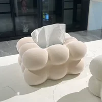 Ceramic Tissue Box Velvet Suede Flocking Cute Bubble Paper Extractor Tissue Box Holder Toilet Paper Holder Desktop Storage 2