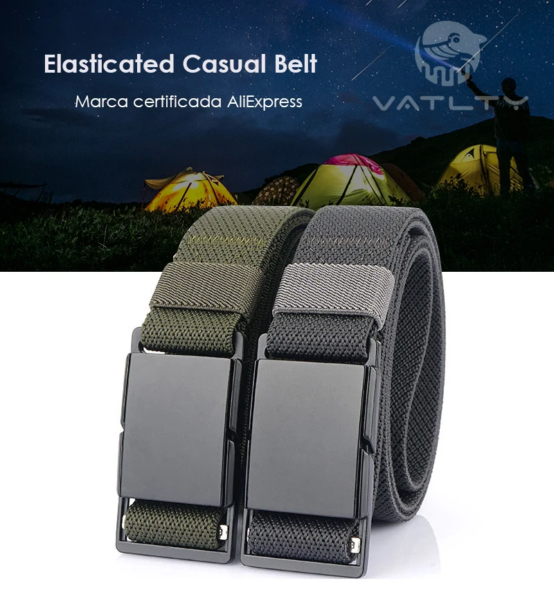 VATLTY 3,4 cm elastischer Freizeit gürtel für Männer Metall Magnets chnalle Schnell verschluss Outdoor Arbeits gürtel Stretch Bund männlicher Gürtel – Detail 1