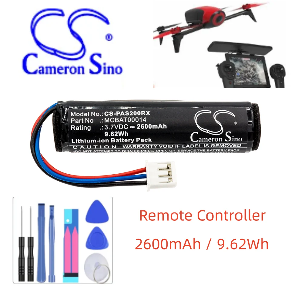 Batteria Del Telecomando Per Mcbat00014 Per Parrot Bebop 2 2 P2, Skycontroller 2 Hd Power Edition 2600Mah / 9.62Wh 3.70V