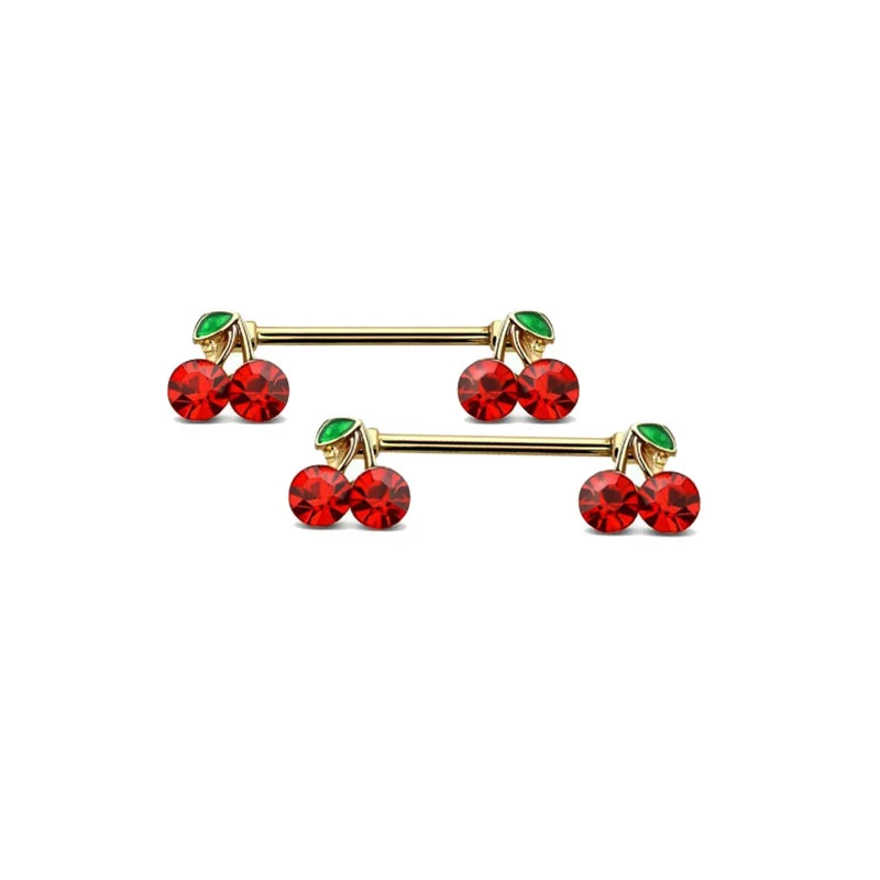 Sweet Chest Piercing Ornament Cute Cherry Zircon Breast Ring Sexy Metal Nipple Ring Women Body Piercing Jewelry 1pcs piercing jewelry body piercing jewelry body jewelry