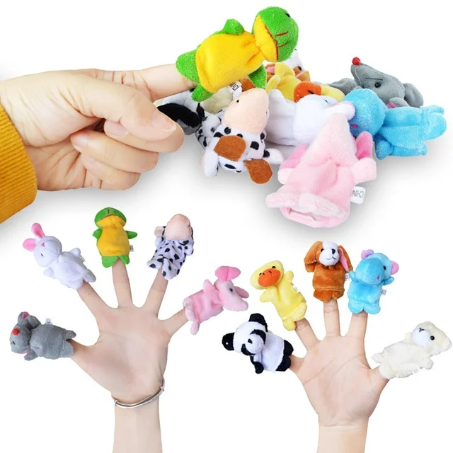 10pcs Cartoon Finger Puppets Animals Hand Plush Doll Toy Baby Learning Education Pretend Play Story Telling Toys Kids Toys Gifts 1