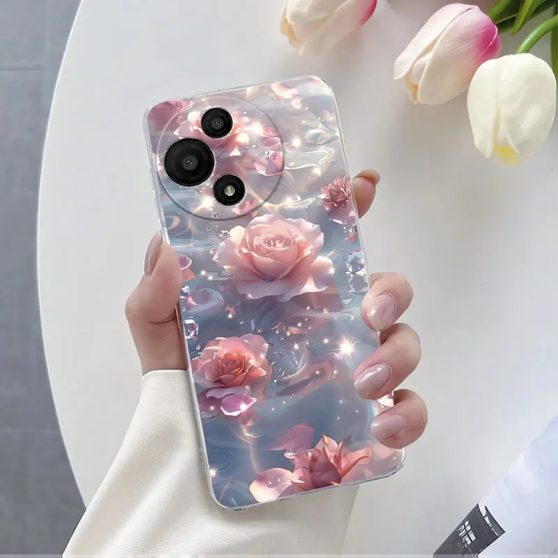Floral Marble Design Transparent Silicone Phone Case - Soft Protective Cover