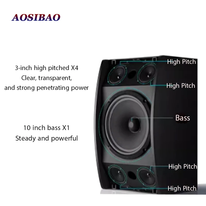 AOSIBAO 10 Inch Woofer Speaker 8Ohm Two Frequency Division Five Unit Speakers HIFI Home Theater Loudspeaker KTV Stage Sound Box