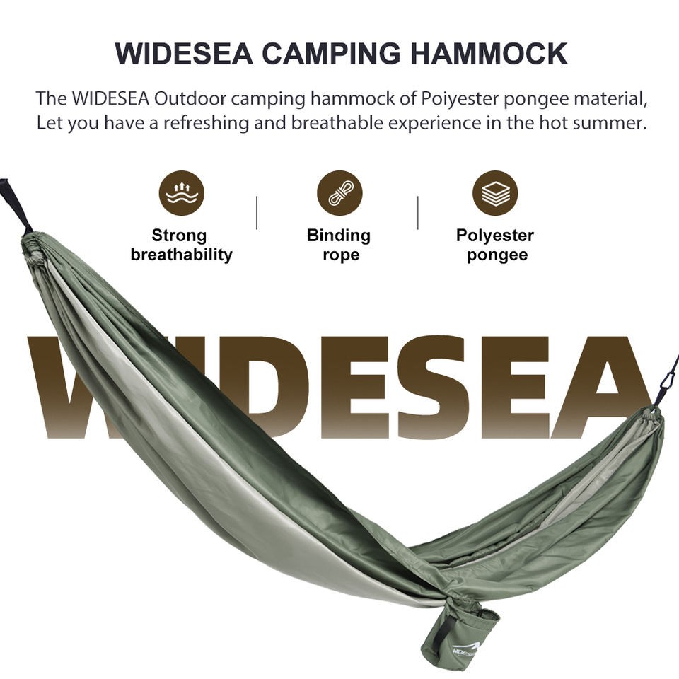 Camping Hammock 240T Pongee Summertime Breathable Wear Resistant Metal Buttons More Stable Contains One Side Storage Bag