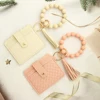 2024 New PU Card Holder Silicone Beaded Bracelet Keychain Card Holder Women's Wallet   Leather Woven Card Bag Zero Wallet 3