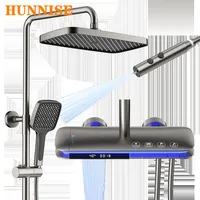 Piano Digital Bathroom Shower Set for Bathroom Accessories Hot Cold Bathroom Faucet Ambient Lighting Thermostatic Shower System 1