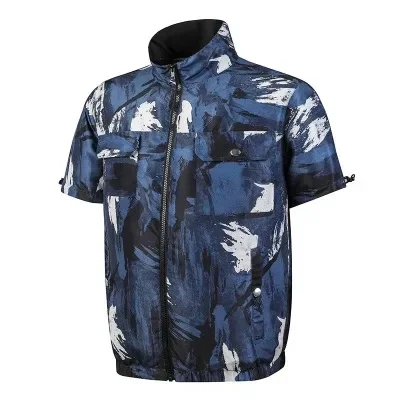 Summer Powerful Fan Short-sleeved Men's Ice T-shirt USB Cooling Summer Prevention Camouflage Fan Jacket Outdoor Work Clothes