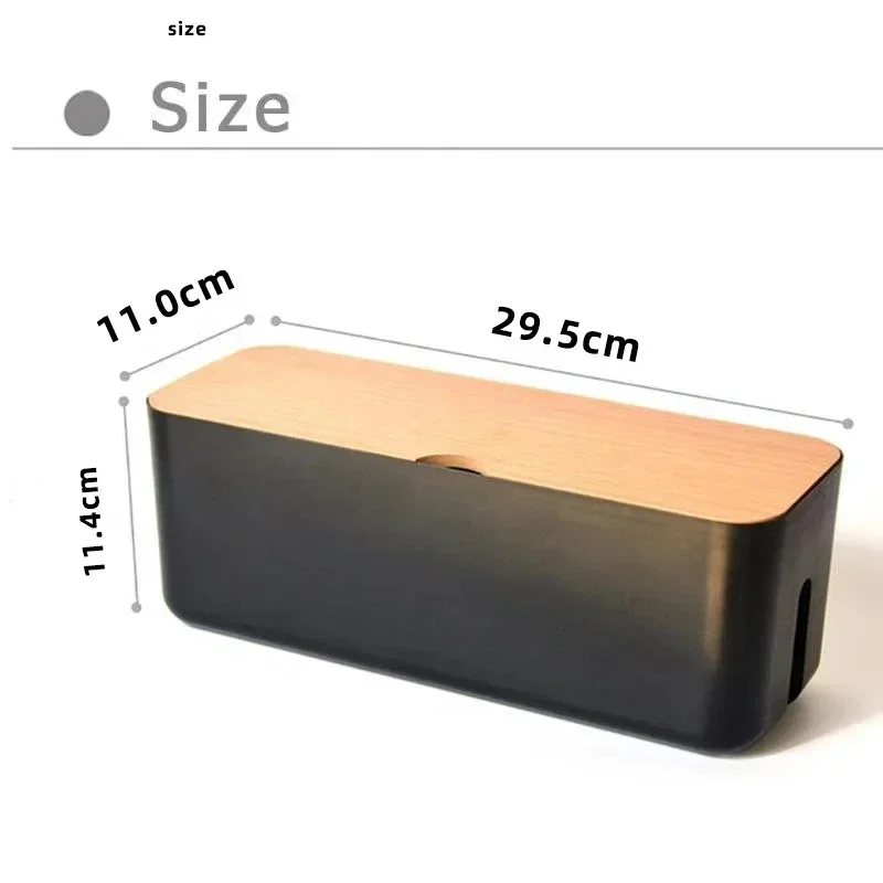 Wire Storage Box Power Plug Board Wire Boxes Socket Data Cable Junction Box Plastic Storage Box with Bamboo 6