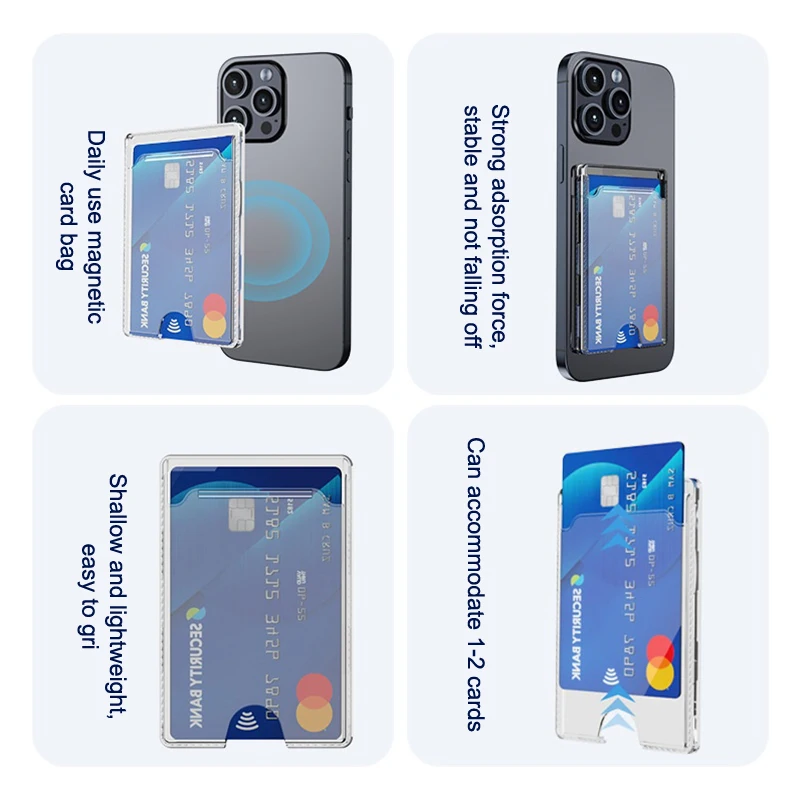 Clear Magnetic Wallet Case Card Holder - Universal Fit