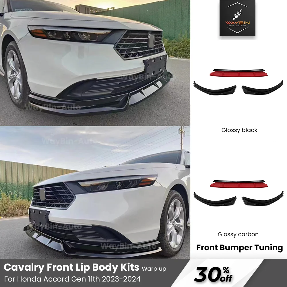 

Honda Body Kits For Accord Gen 11th 2023-2024 Front Bumper Lips Cavalry Wrap Up Glossy Black Bumper Lip Tuning Auto Accessories