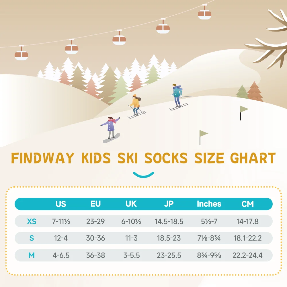 Findway Kids Ski Socks Knee-high Warm Winter Thermal Socks For Boys Girls Toddlers Skiing Snowboarding