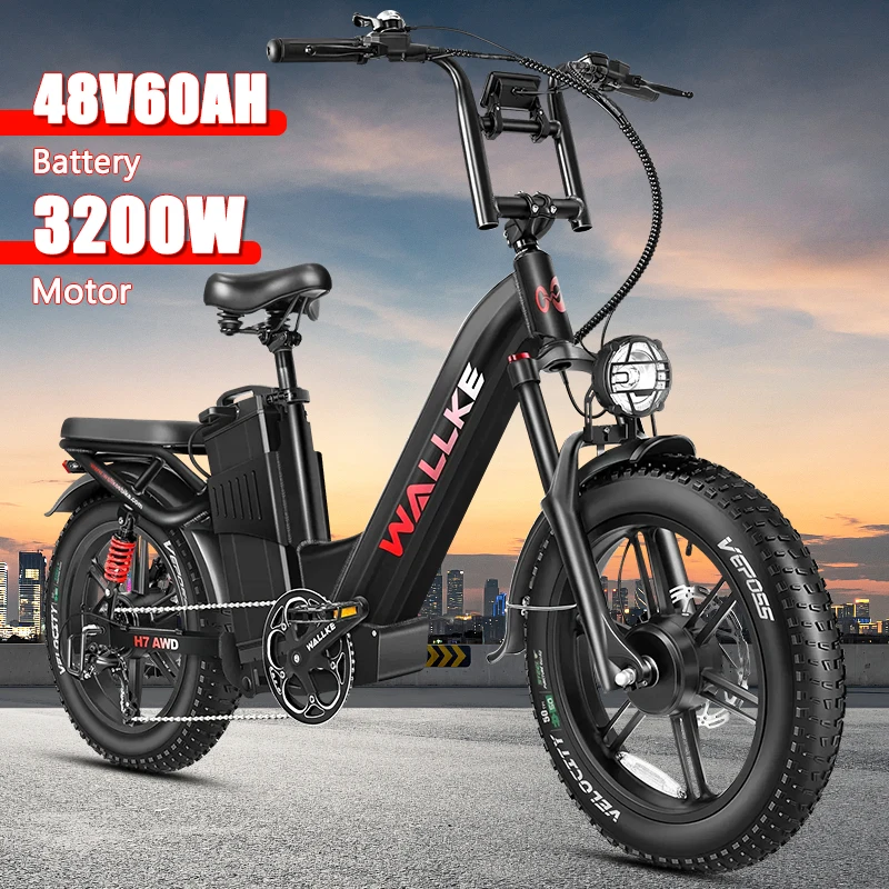 Electric Bike H7 AWD 60Ah Removable Battery 3200W Peak Dual