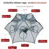 2PCS /12/16/20Hole Automatic Fishing Net Fishing Trap Portable Folding crayfish catcher Mesh Trap Cage with Ring for Fish 2