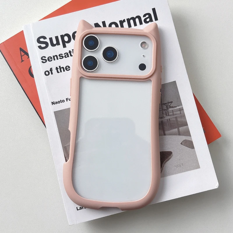 Transparent 3D Cat Ear Protective Clear Phone Case