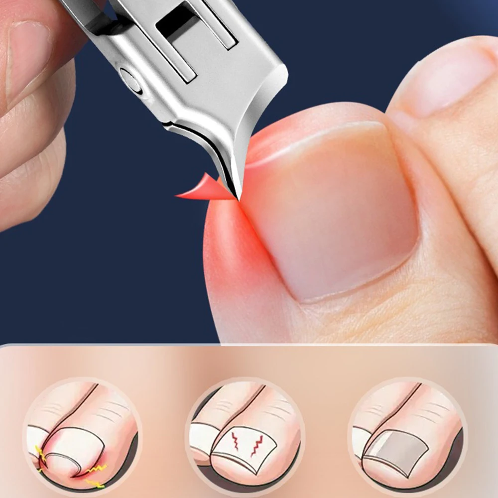 Stainless Steel Nail Clipper Large Wide Jaw Opening Anti-Splash Ergonomic Orange Handle for Thick Nails Storage&Clean