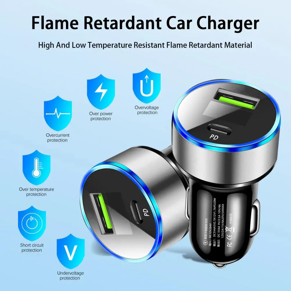 

Dual Usb Car Charger Efficient Dual Usb Car Charger with Digital Display Fast Charging Adapter for On-the-go Power Type-c Pd