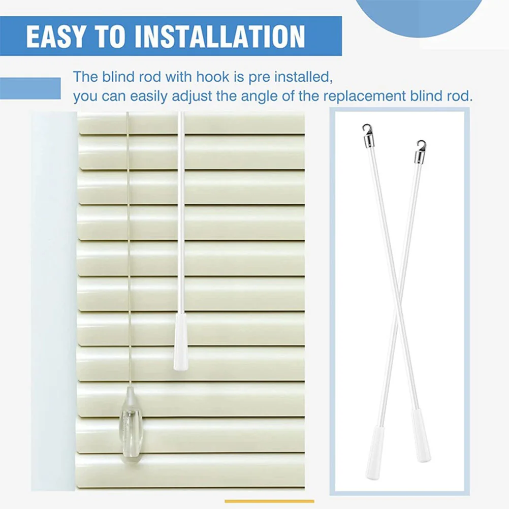 Curtain Accessories 2 Pcs Fiberglass Rod Blind Wand Ergonomic Handle Decorative Blinds Tilt Opener Stick With Hook For Home