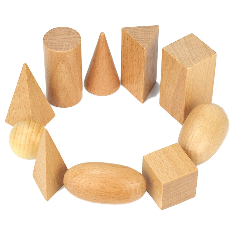 Formas geométricas de madeira sólidas, aprendizado montessori, brinquedos de  matemática para a casa e escola|Brinquedos mat.| - AliExpress