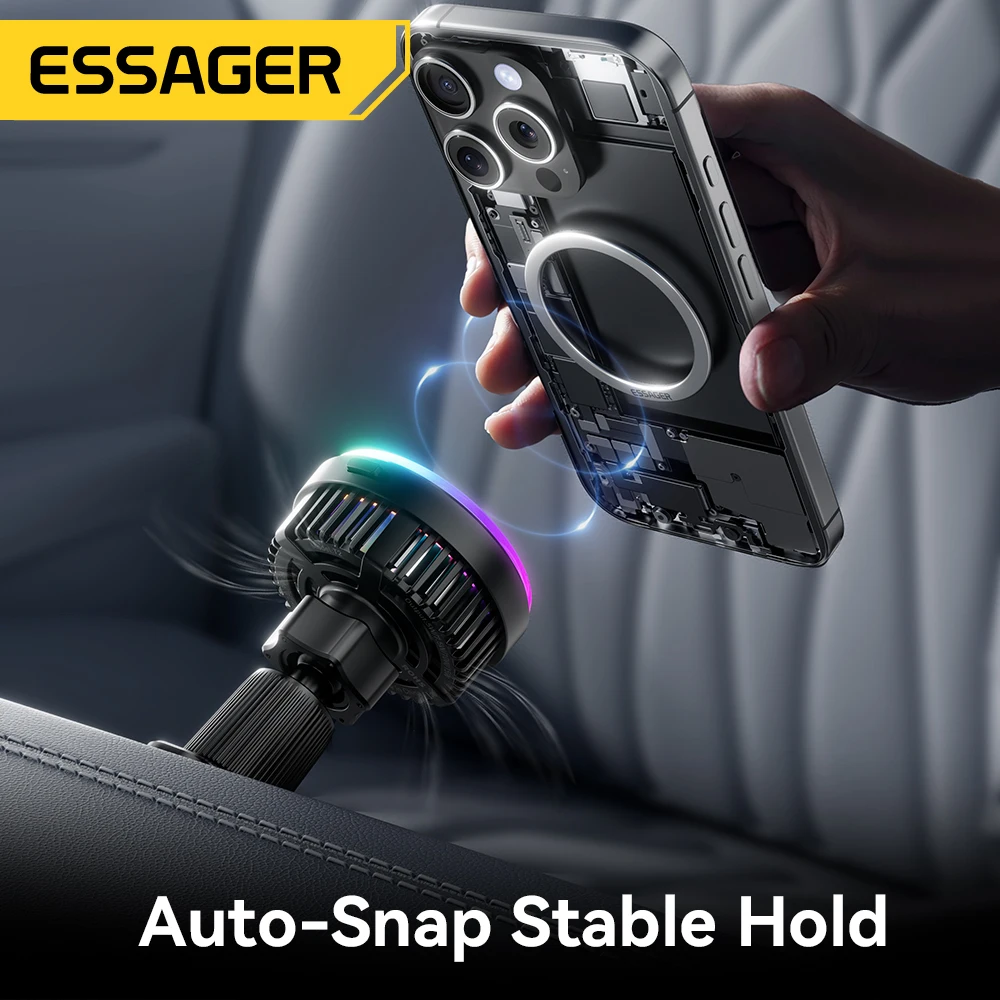 Essager Cooling Magnetic Car Wireless Charger with 15W Fast Charging and 360° Rotation