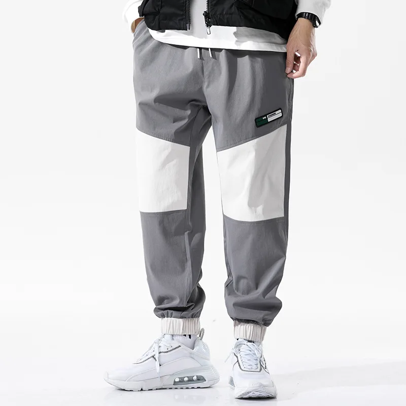 men's casual pants not jeans Being Vigor Ankle Length Patchwork Printed Mens Cargo Pants High Street Hip Hop Loose Jogger Sweat Pant Casual Track Long Pants casual slacks Casual Pants