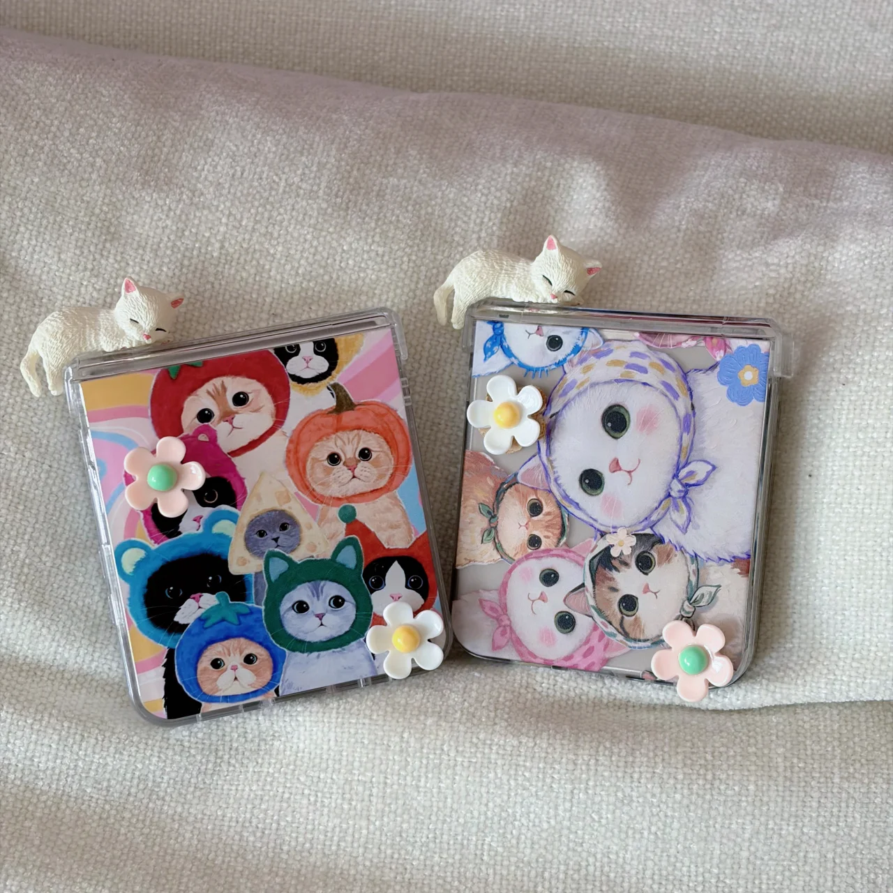 Korean Cute Kitten 3D Flower Fold Phone Case with Holder