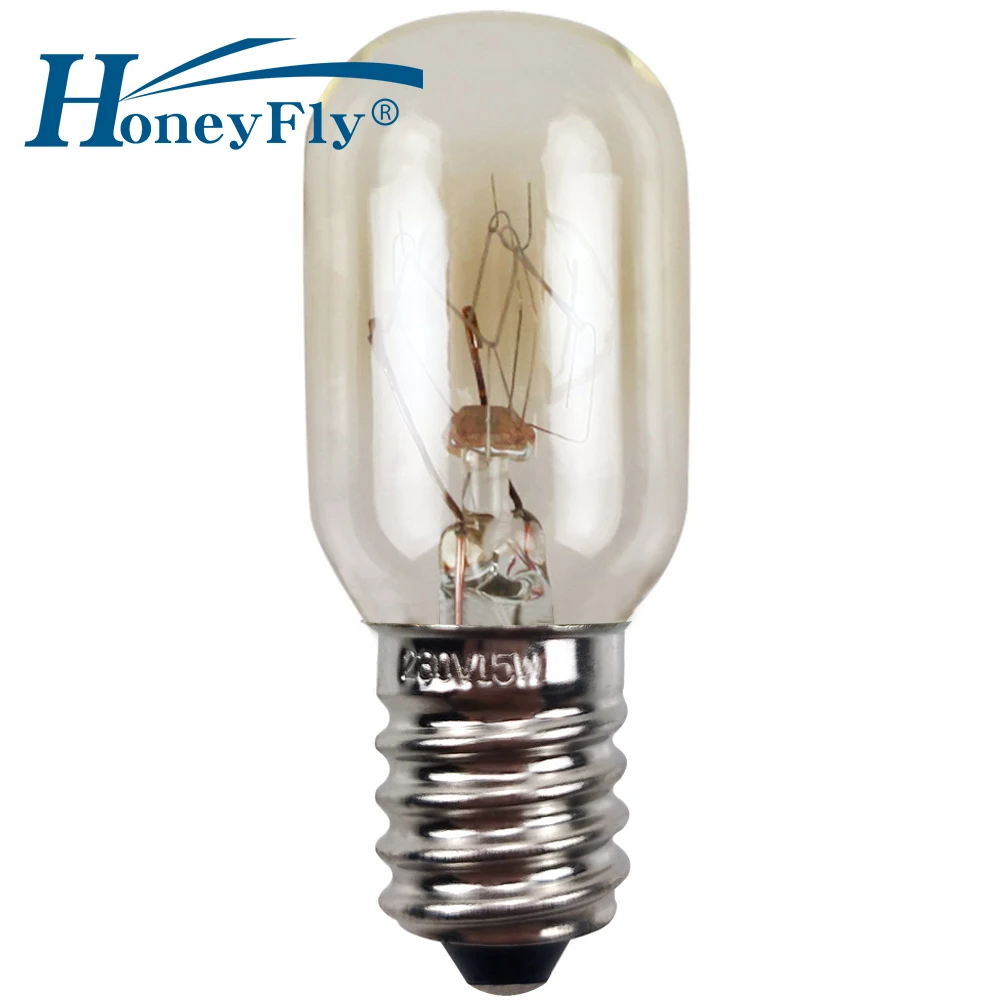 HoenyFly 10pcs Refrigerator Lamp T20 15W E14 2700 220-240V Warm White Oven Lamp Freezer Lamp Indicator Filament Bulb Indoor lampara led bulb e12 3v 5v 12v 24v 48v 110v 220v mini colorful small candle spotlight indicator lamp frosted shell light green