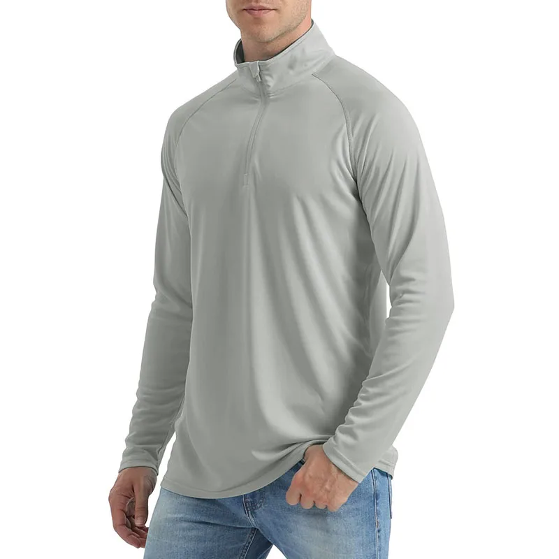 Men's UV Protection T-shirts 1/4 Zip Long Sleeve Quick Dry Outdoor T Shirt Hiking Fishing Camping Climbing Pullover sport t shirt long sleeve t shirt