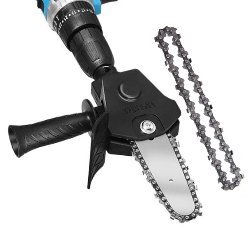 Electric Chainsaw Chain Saw Converter Bracket Electric Drill Converter Into Electric Chain Saw Portable Pruning Saw 4 Inch Chainsaw Bracket W/ Spare Chain