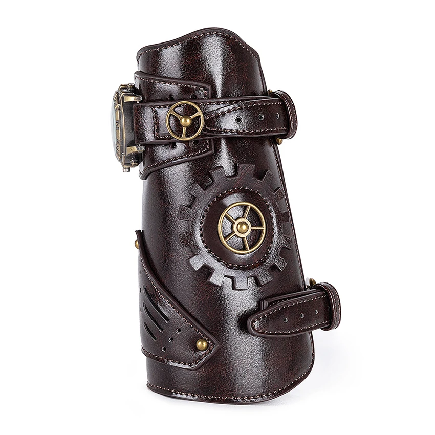 Steampunk Retro Medieval Knight Bracer Wrist Band Guard Watch Leather Wrister Armor Prop Vintage Cosplay Anime Accessory for Men