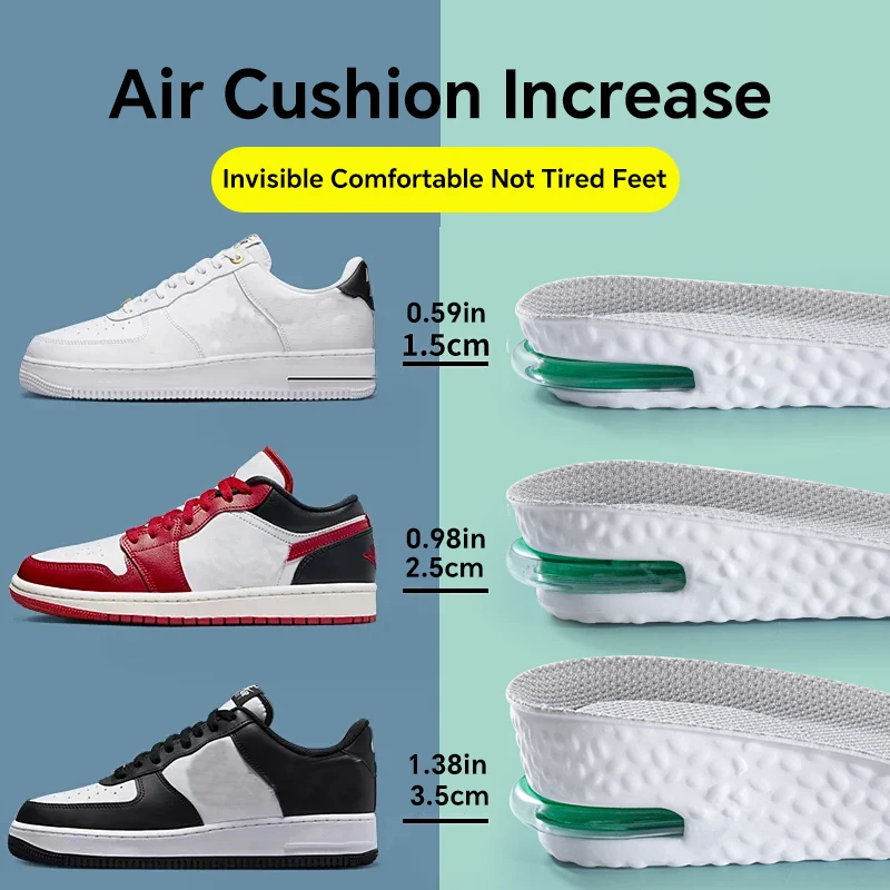 Height Increase Insoles 1 Pair Increase in height insoles Soft and comfortable running insoles 1.5-3.5 cm (0.59-1.38 in) for foot elevation