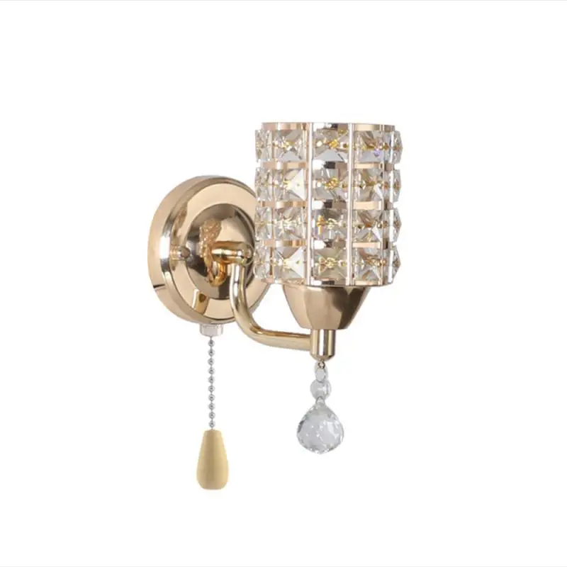 

Modern Minimalist Crystal Lampshade Wall Lamp European Single Head Art E27 Wall Light Sconce For Bedside Aisle Home Decor