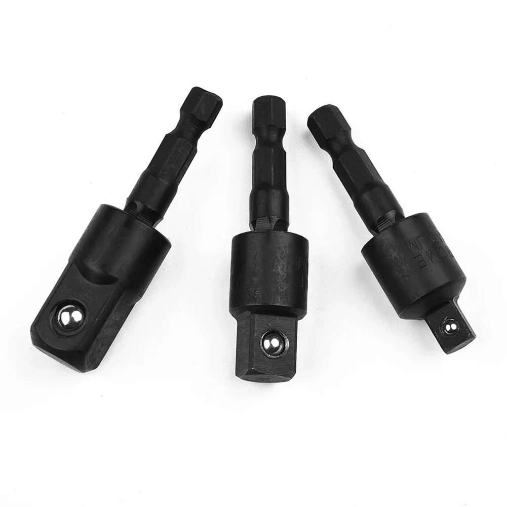 3 PCS Electric Drill Socket Adapter 360° Rotatable 1/4 3/8 1/2inch Hex Shank Drill Bits Extension For Impact Driver Power Tools 2