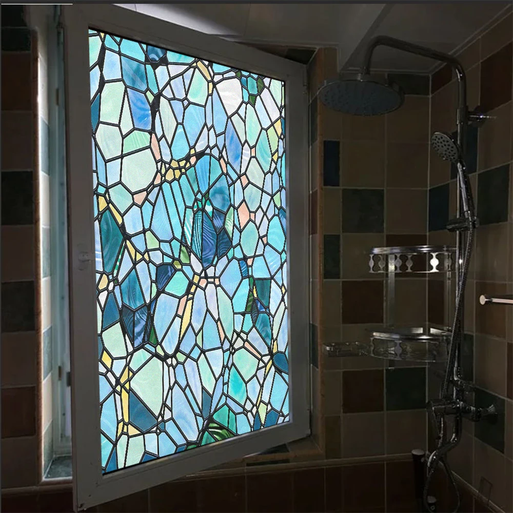 

Glass Window Privacy Film Geometric Lattice Pattern Electrostatic Frosted Sliding Door Film Non-Glue Sun Blocking Glass Sticker