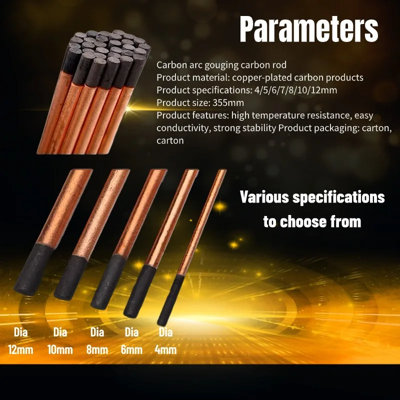 Carbon arc gouging carbon rod graphite rod Electrode DC gouging pliers special sheet metal repair copper-plated graphite