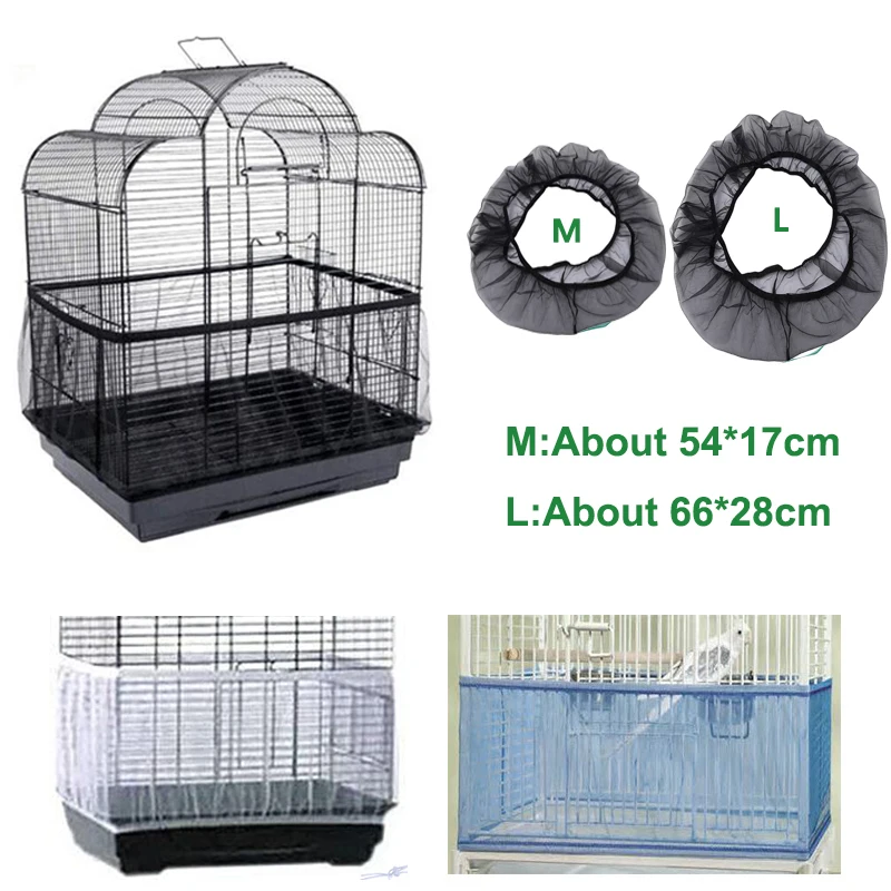 Mesh Splash proof Bird Parrot Cover Easy Cleaning Receptor Seed Guard Bird Cage Accessories Parrot Thrush Lark Nest Cover M L bird cage cover bird cage accessories