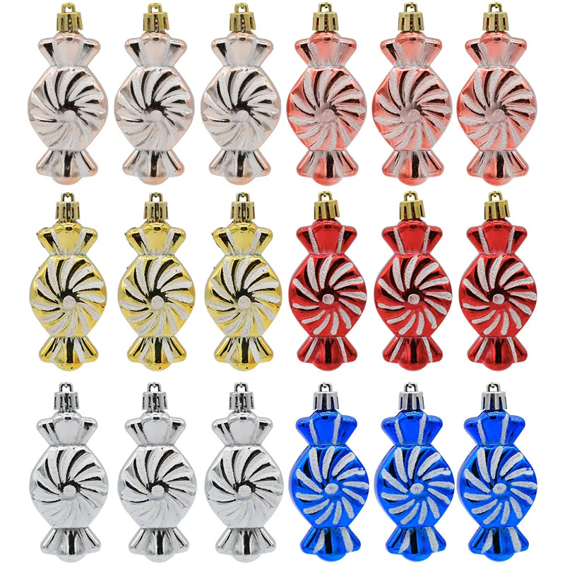 

6pcs/box Candy Crutch Xmas Ball Christmas Decoration Home 2023 Novelties Christmas Tree Ornament Navidad Noel Gifts Room Decor