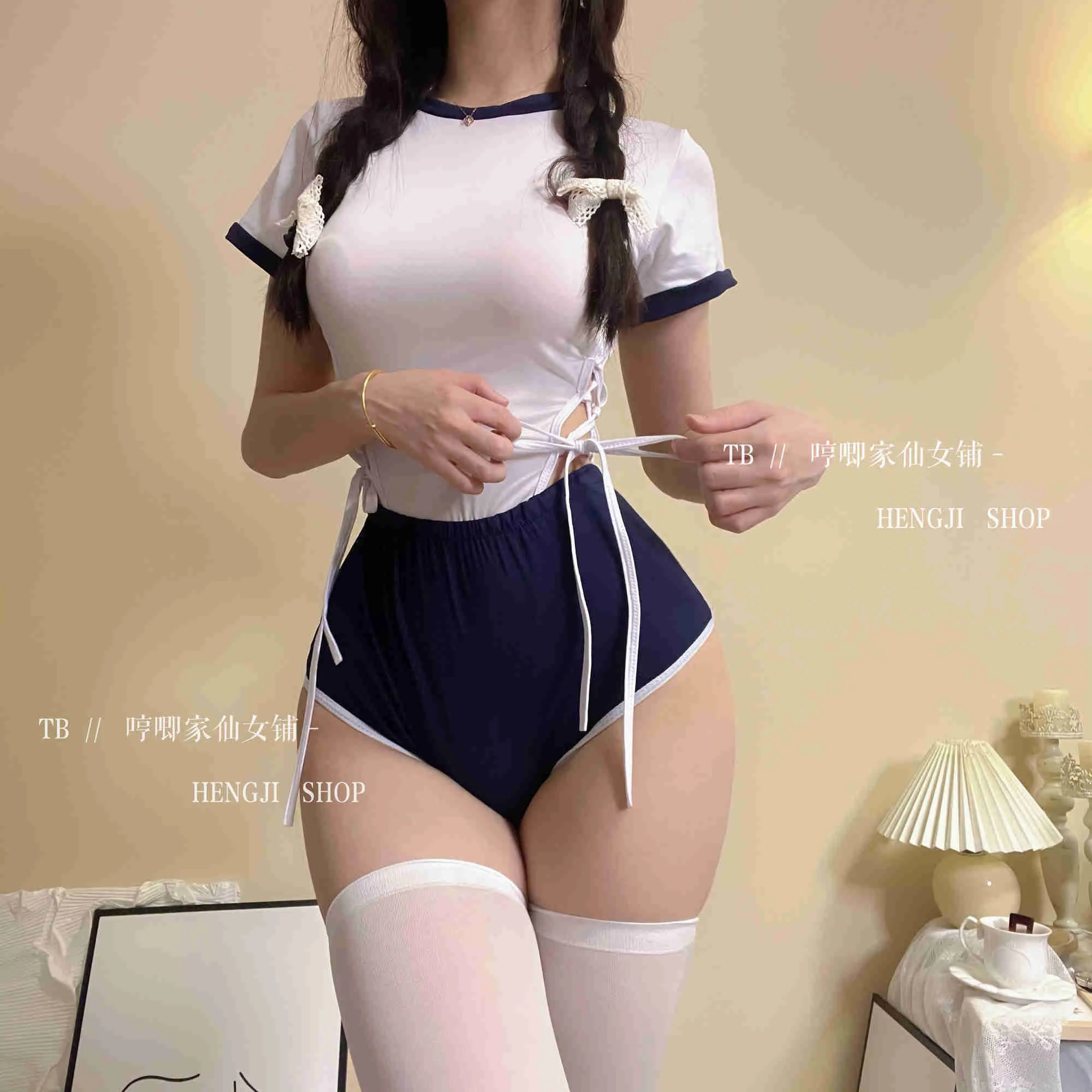 velour tracksuit women WOMENGAGA Sexy School JK Tshirt Bodysuit Kawaii Tops Cute Student+shorts Two Piece Set Exotic Cosplay Japanese Girl Loli  S8SM cute pj sets