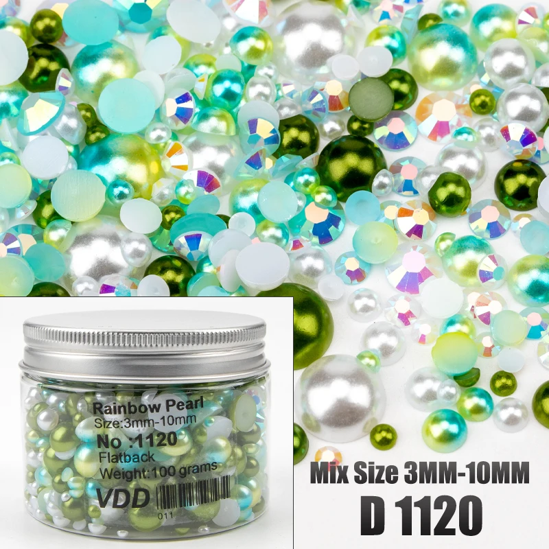 Vdd 30/60/100/200g Großhandel Mix Größe abs halbrunde Perlen Flatback Perlen Farbe Harz Strass Nail Art Crafts DIY Dekoration – Detail 26