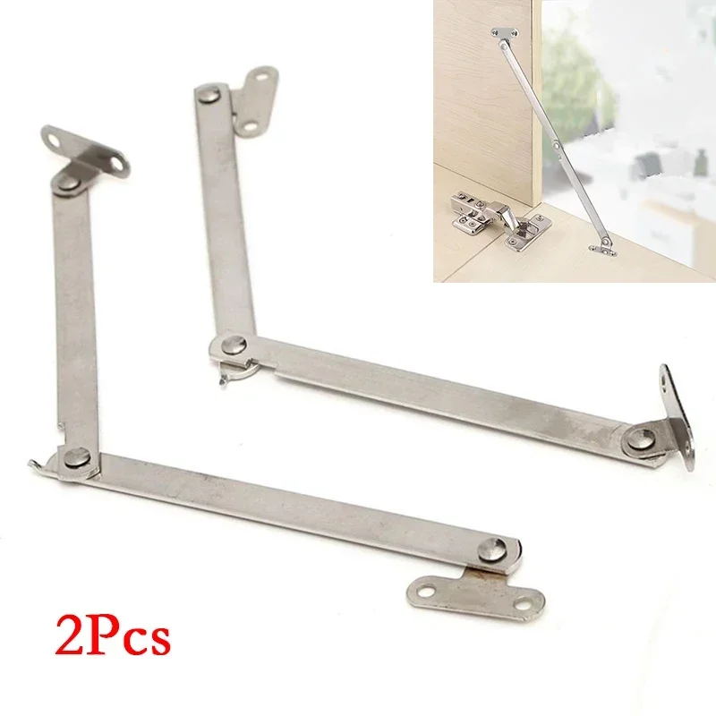 2Pcs Stainless Steel Furniture Cabinet Door Folding Pull Rod Movable Lift Up Support Rods Hinge
