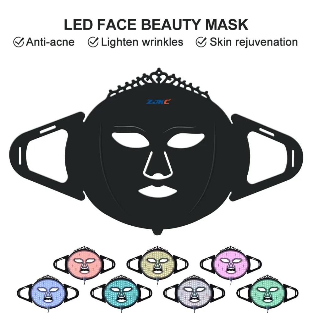 

ZJKC 7 Colors LED Face Mask Silicone SPA Red Light Therapy for Face Neck Photon NIR Light Skin Rejuvenation Anti Wrinkle Acne