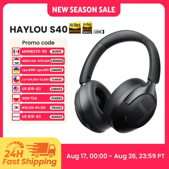 Cuffie Wireless HAYLOU S40 ANC con Cancellazione del Rumore 50dB, Audio Spaziale 3D Hi-Res, Auricolari con LDAC Bluetooth 6.0, Cuffie Over-Ear