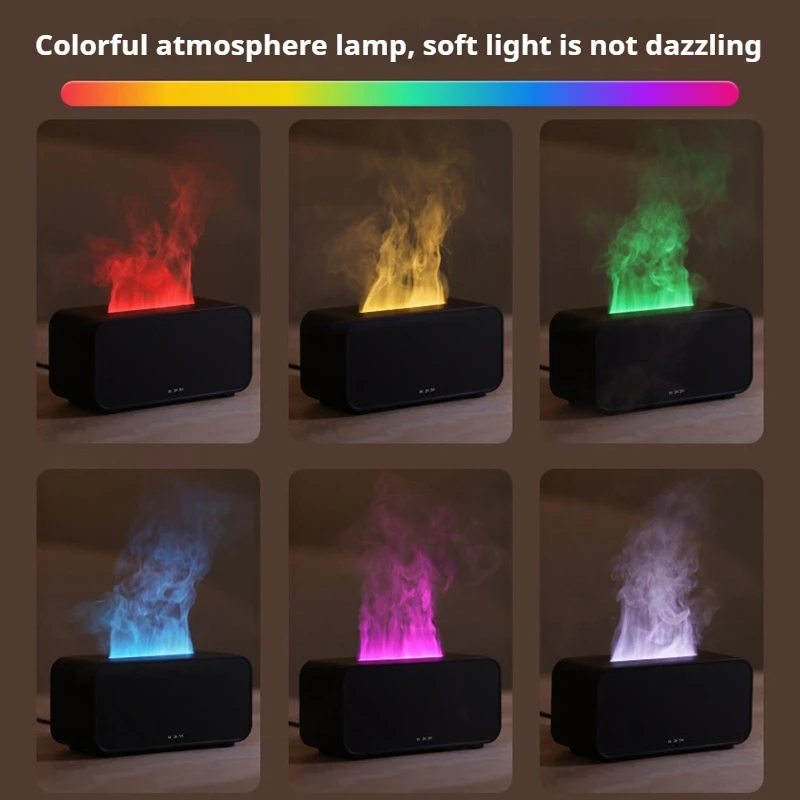 Air Humidifier Essential Oil Diffuser Aroma Aromatherapy Machine Colorful Light Perfume Fragrance Simulation Flame