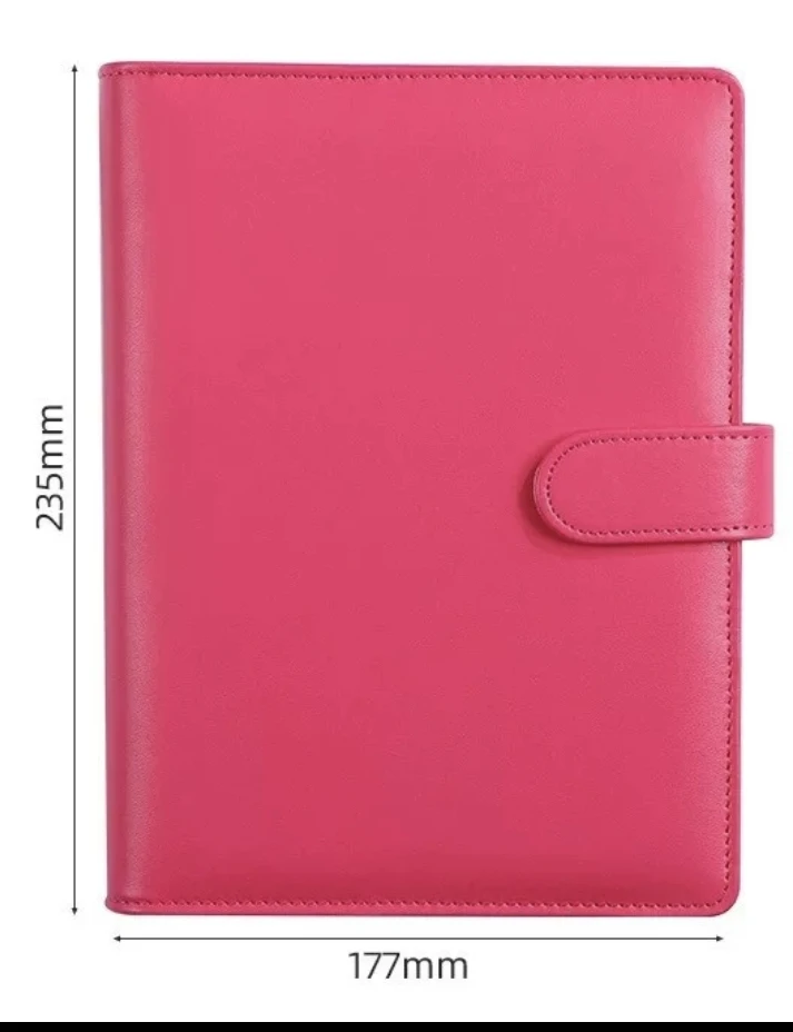 Compact PU Leather Binder Wallet with Magnetic Closure, Refillable 6-Ring Planner Cover