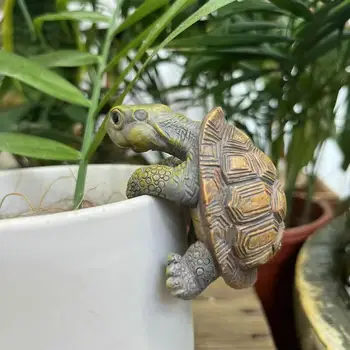 Statue de tortue d'aquarium artisanale créative, Simulation mignonne de tortue suspendue en résine, Sculpture animale, ornement, décoration de jardin de maison 1