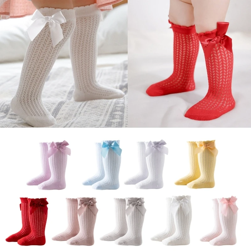

Bow Knee High Socks for Toddler 0-2Y Breathable Baby Socks Sweet Fishnet Socks Girls Photo Props Party Costume