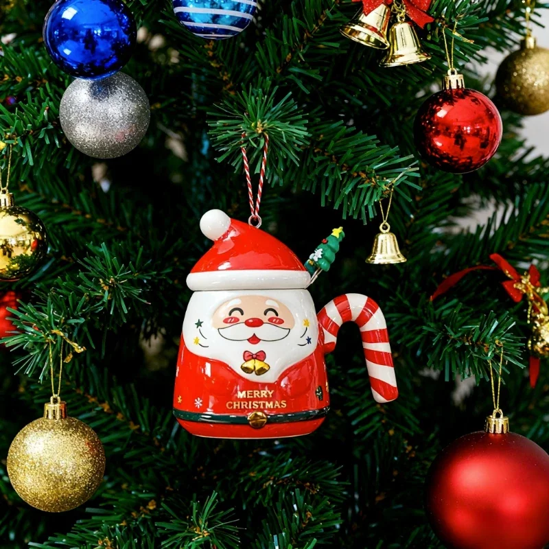 Christmas Tree Ceramic Mug Gift Set! Trendy Christmas Mug With Spoon, Unique Gift, Holiday Atmosphere Booster, New Year Surprise_voghion.com