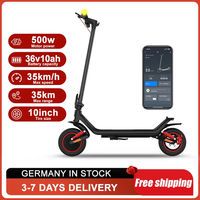 Trottinette électrique pour adultes M1MAX avec clignotants, moteur 500W, vitesse 35 km/h, autonomie 35 km, batterie 36V 10Ah, pneus de 10 pouces, charge utile 120 kg, pliable, trottinette électrique pour les trajets quotidiens 1